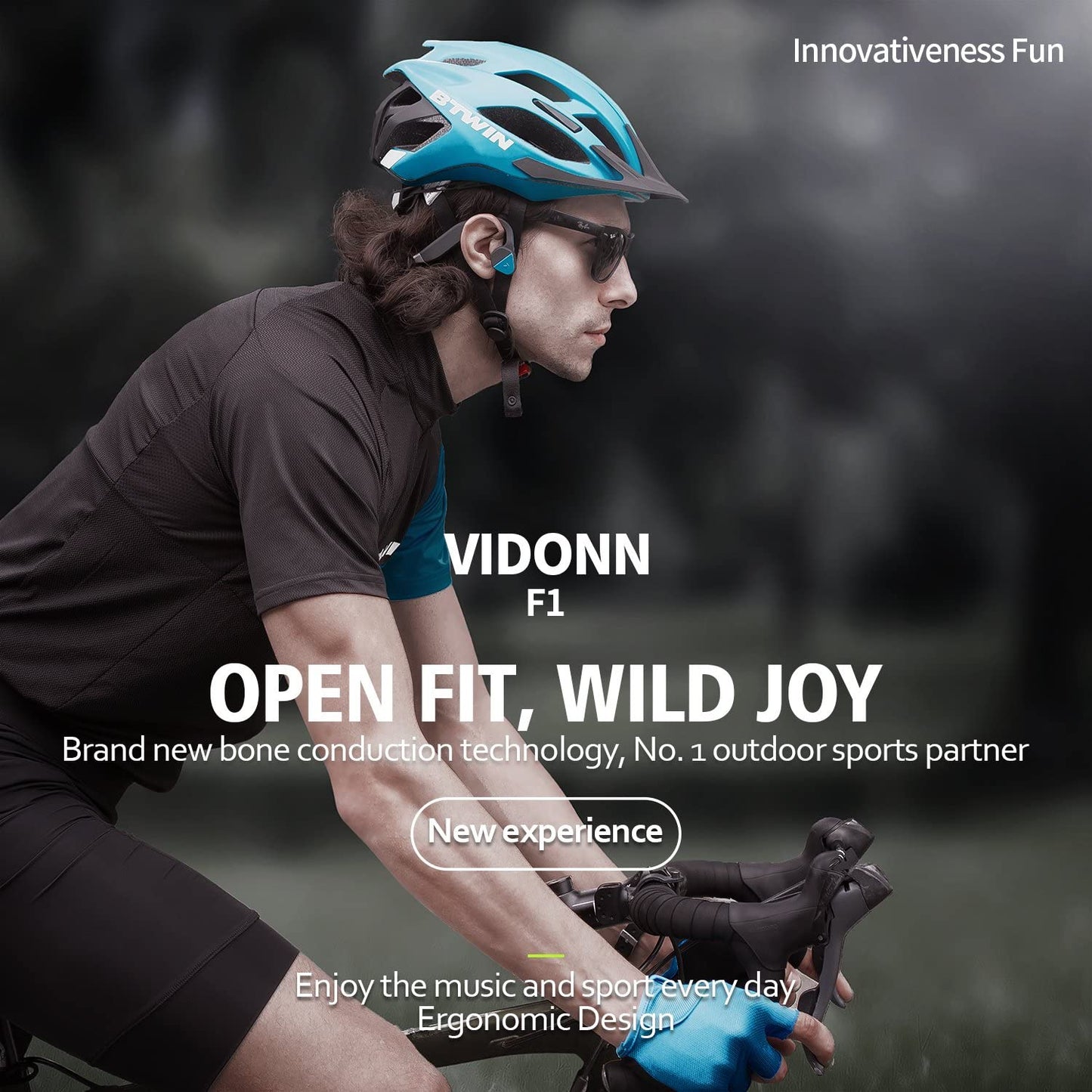 Vidonn F1 Bone Conduction Headphones BT Open Ear Wireless Sports Headset